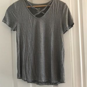 Striped Cross Over Neck T-Shirt Size Extra Small